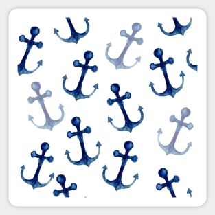 Watercolor Nautical Anchors | Pattern | Navy Sticker